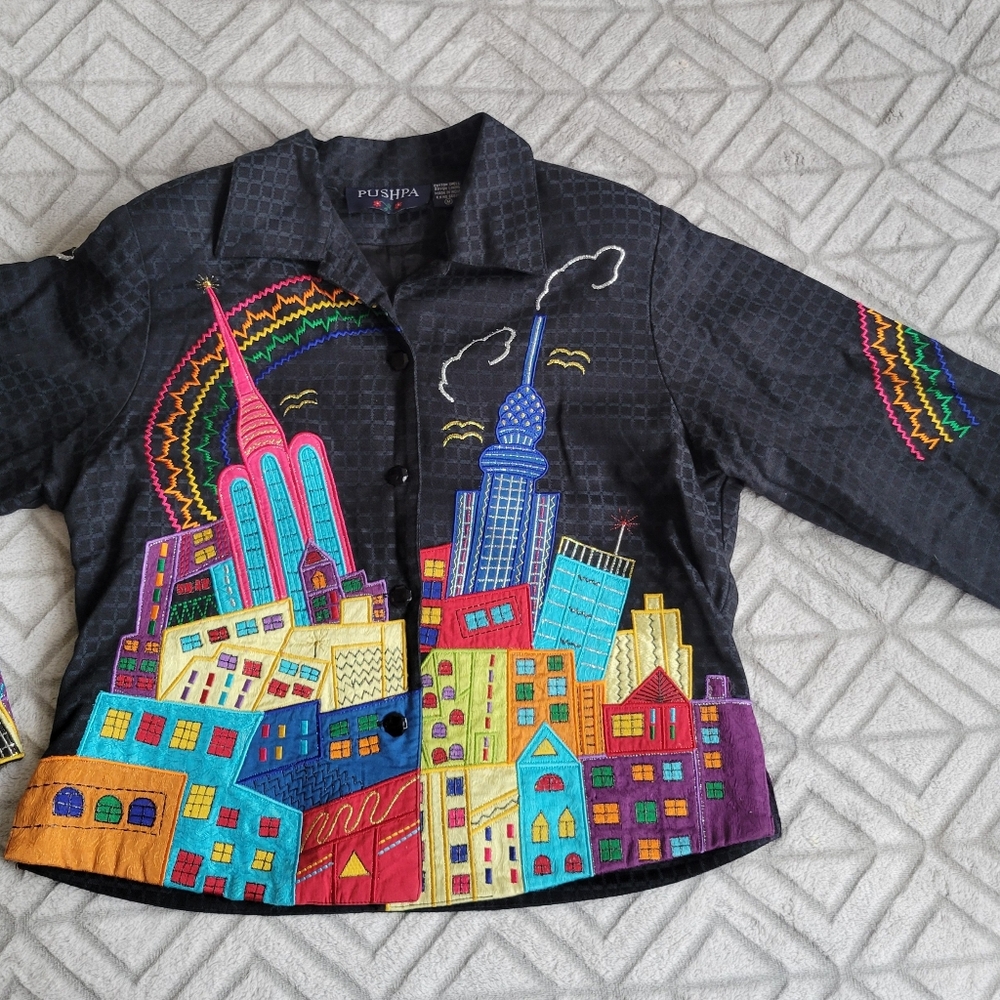 Pushpa Black Embroidered Cityline Shirt
